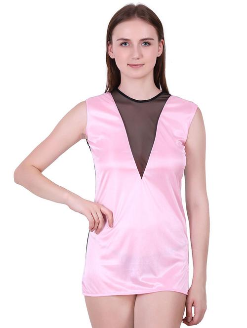 contrast mesh crew neck baby doll - 16324561 - Very Small Image - 1