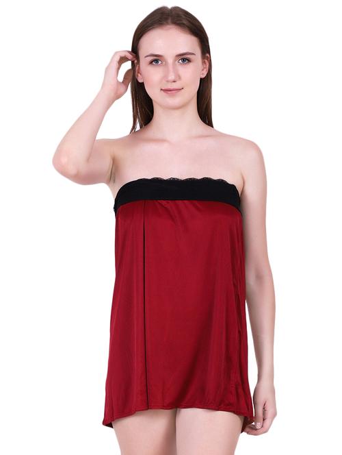 contrast laced off shoulder baby doll - 16324569 - Very Small Image - 1