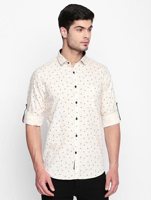 beige printed casual shirt - 16324771 - Very Small Image - 1