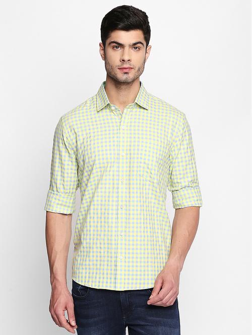 yellow checkered casual shirt - 16324781 - Very Small Image - 1