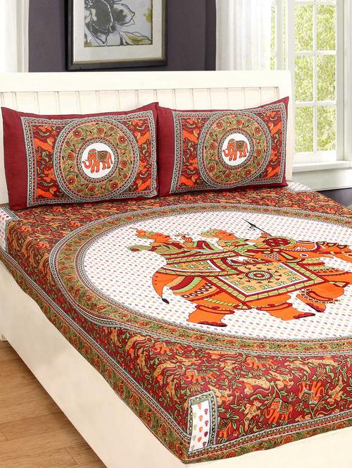 cotton double bed sheet with 2 pillow covers - 16324852 - Very Small Image - 1