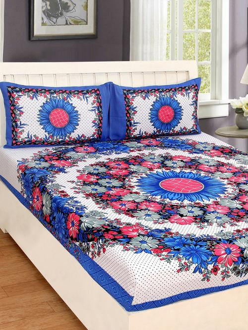 cotton double bed sheet with 2 pillow covers - 16324853 - Very Small Image - 1