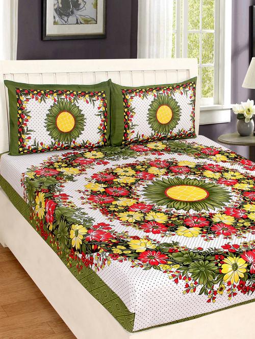 cotton double bed sheet with 2 pillow covers - 16324856 - Very Small Image - 1