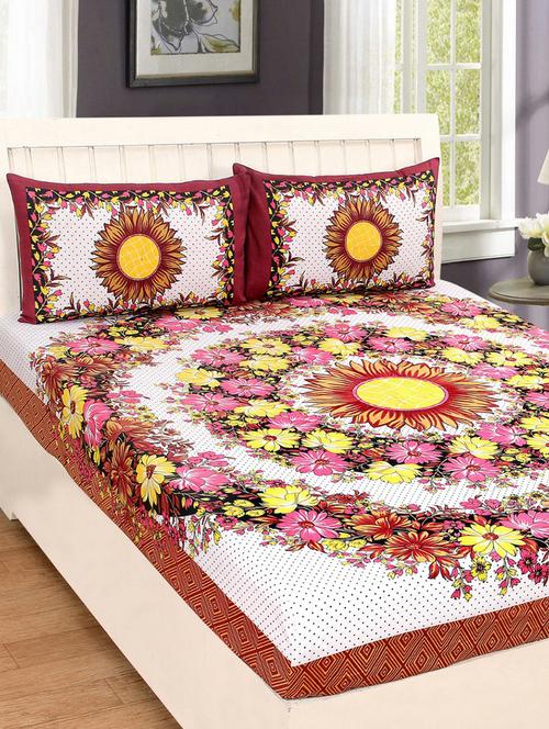 cotton double bed sheet with 2 pillow covers - 16324857 - Very Small Image - 1