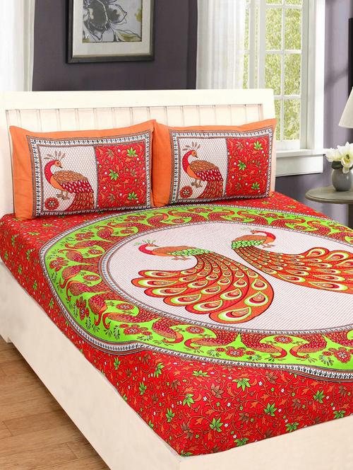 cotton double bed sheet with 2 pillow covers - 16324858 - Very Small Image - 1
