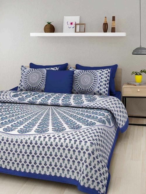cotton double bed sheet with 2 pillow covers - 16324863 - Very Small Image - 1