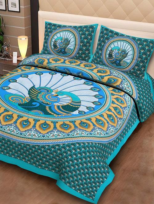cotton double bed sheet with 2 pillow covers - 16324868 - Very Small Image - 1