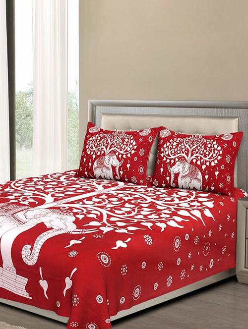 cotton double bed sheet with 2 pillow covers - 16324871 - Very Small Image - 1