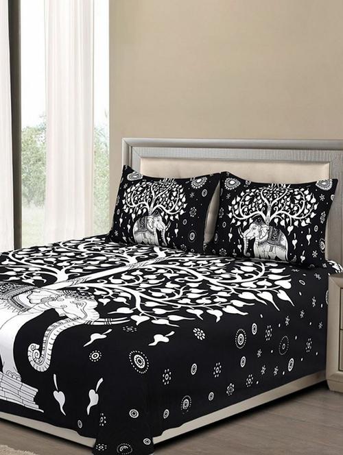 cotton double bed sheet with 2 pillow covers - 16324872 - Very Small Image - 1