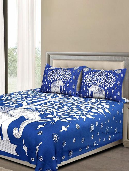 cotton double bed sheet with 2 pillow covers - 16324873 - Very Small Image - 1