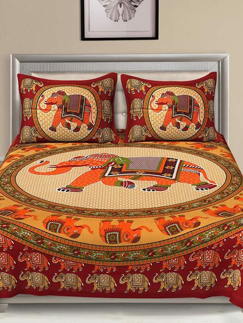 cotton double bed sheet with 2 pillow covers - 16324886 - Very Small Image - 1