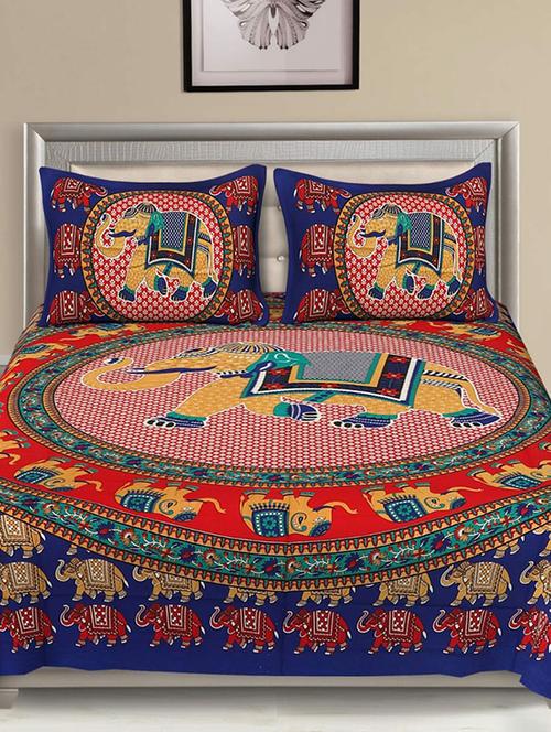 cotton double bed sheet with 2 pillow covers - 16324887 - Very Small Image - 1