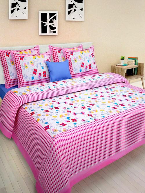 cotton double bed sheet with 2 pillow covers - 16324892 - Very Small Image - 1