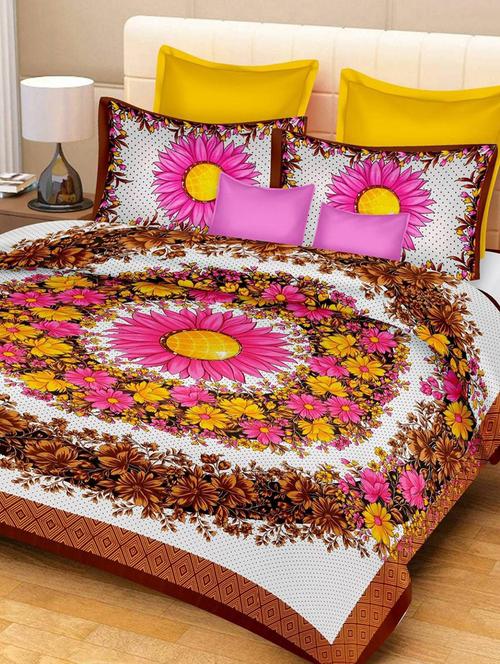 cotton double bed sheet with 2 pillow covers - 16324898 - Very Small Image - 1