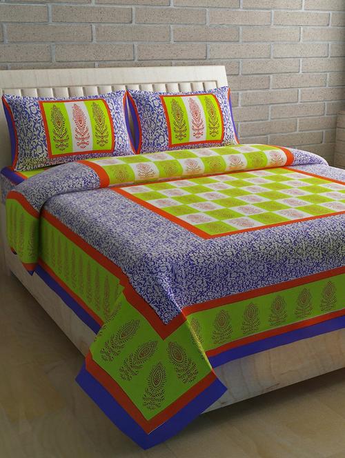 cotton double bed sheet with 2 pillow covers - 16324913 - Very Small Image - 1