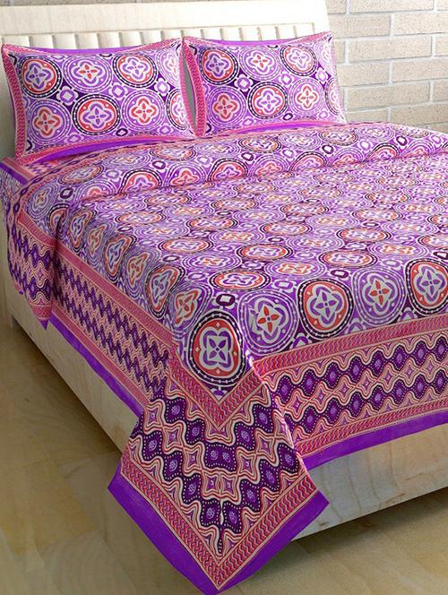 cotton double bed sheet with 2 pillow covers - 16324922 - Very Small Image - 1