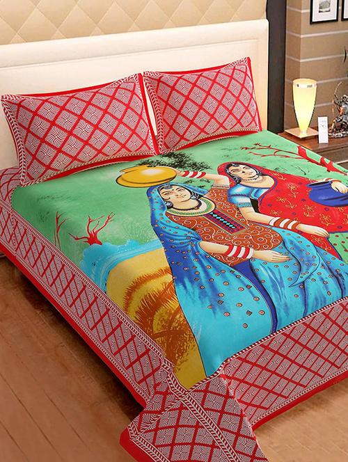 cotton double bed sheet with 2 pillow covers - 16324926 - Very Small Image - 1