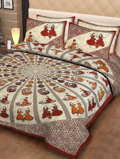 cotton double bed sheet with 2 pillow covers - 16324931 - Very Small Image - 1
