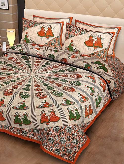cotton double bed sheet with 2 pillow covers - 16324932 - Very Small Image - 1