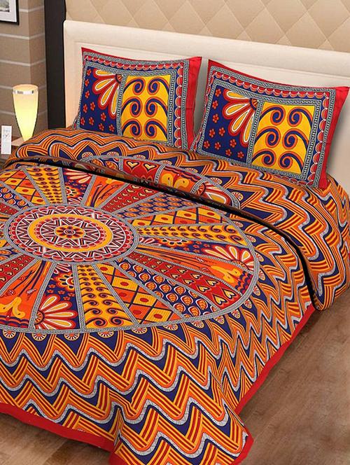 cotton double bed sheet with 2 pillow covers - 16324939 - Very Small Image - 1