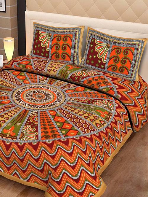 cotton double bed sheet with 2 pillow covers - 16324941 - Very Small Image - 1
