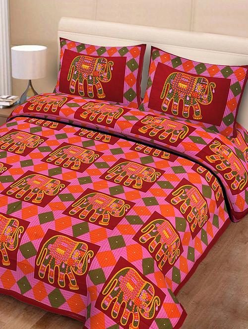 cotton double bed sheet with 2 pillow covers - 16324942 - Very Small Image - 1