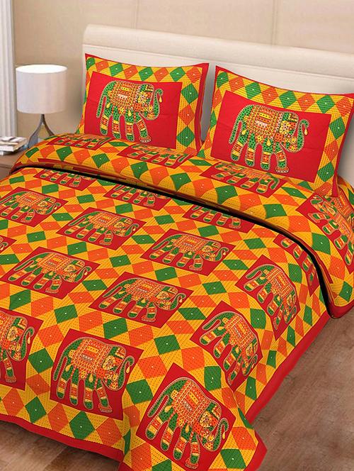 cotton double bed sheet with 2 pillow covers - 16324944 - Very Small Image - 1