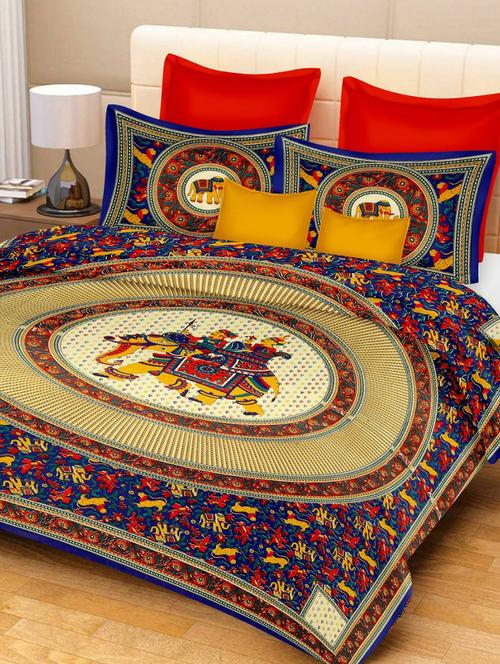 cotton double bed sheet with 2 pillow covers - 16324954 - Very Small Image - 1