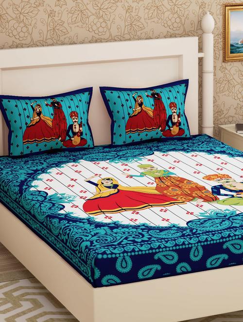 cotton double bed sheet with 2 pillow covers - 16324959 - Very Small Image - 1