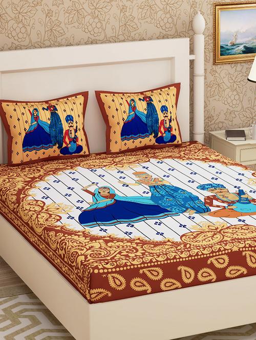 cotton double bed sheet with 2 pillow covers - 16324960 - Very Small Image - 1