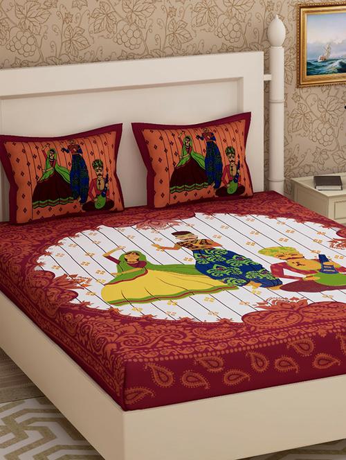 cotton double bed sheet with 2 pillow covers - 16324961 - Very Small Image - 1