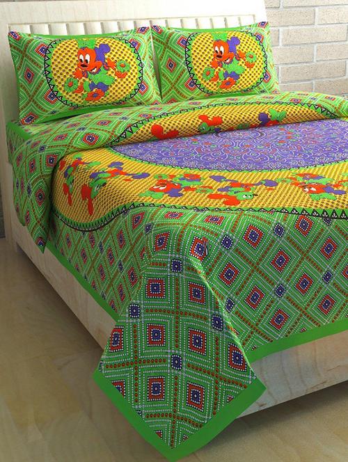 cotton double bed sheet with 2 pillow covers - 16324977 - Very Small Image - 1