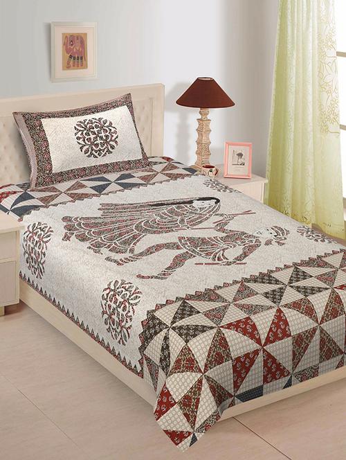 cotton single bed sheet with 2 pillow covers - 16325192 - Very Small Image - 1