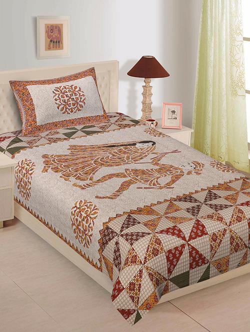 cotton single bed sheet with 2 pillow covers - 16325193 - Very Small Image - 1