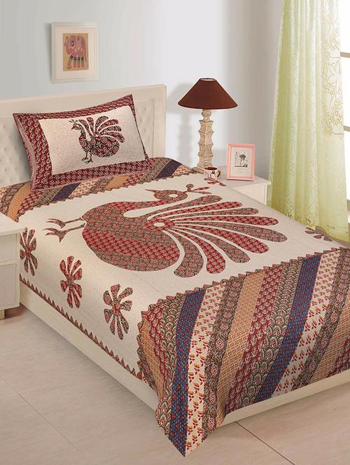 cotton single bed sheet with 2 pillow covers - 16325194 - Very Small Image - 1