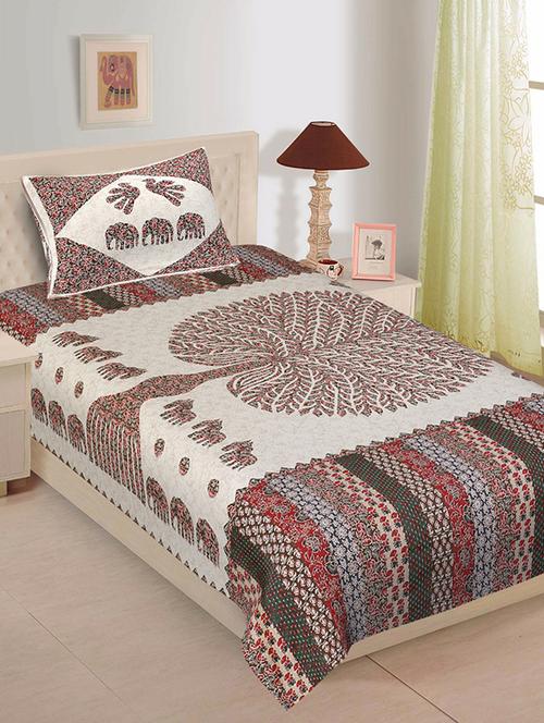 cotton single bed sheet with 2 pillow covers - 16325198 - Very Small Image - 1