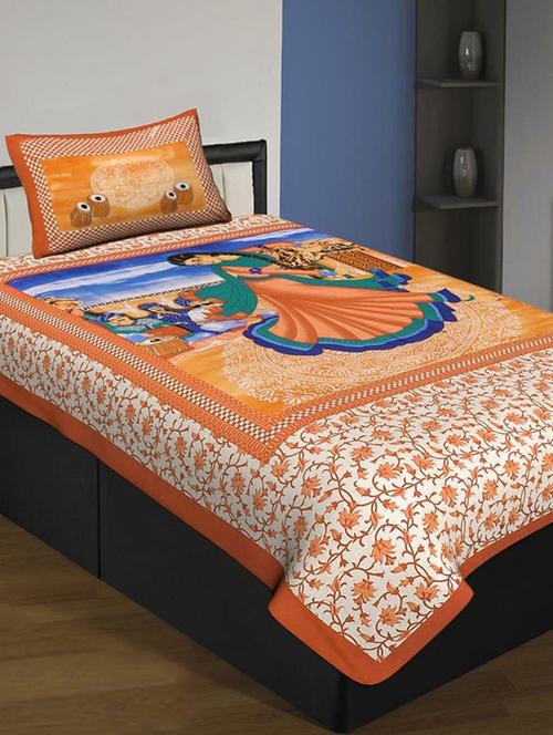 cotton single bed sheet with 2 pillow covers - 16325200 - Very Small Image - 1