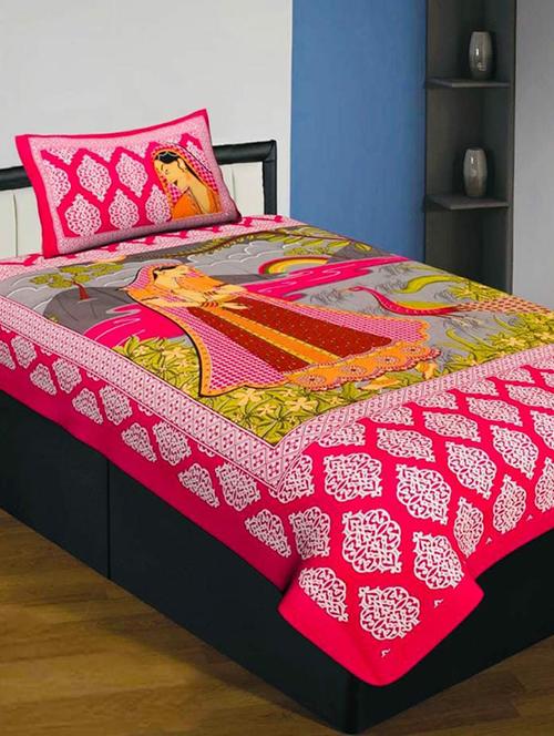 cotton single bed sheet with 2 pillow covers - 16325208 - Very Small Image - 1