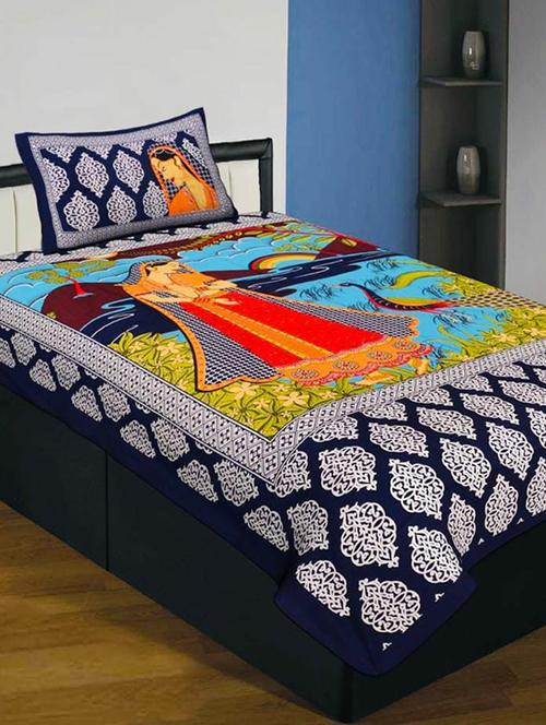cotton single bed sheet with 2 pillow covers - 16325210 - Very Small Image - 1