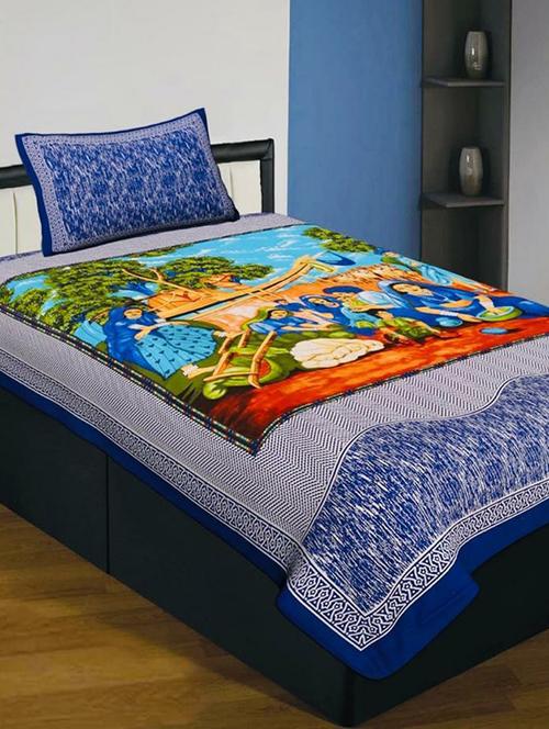 cotton single bed sheet with 2 pillow covers - 16325211 - Very Small Image - 1