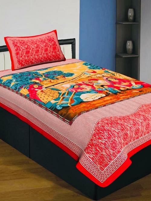 cotton single bed sheet with 2 pillow covers - 16325213 - Very Small Image - 1