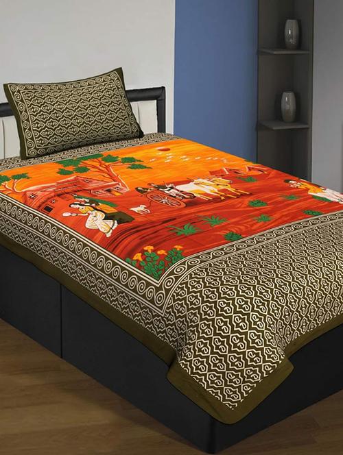 cotton single bed sheet with 2 pillow covers - 16325219 - Very Small Image - 1