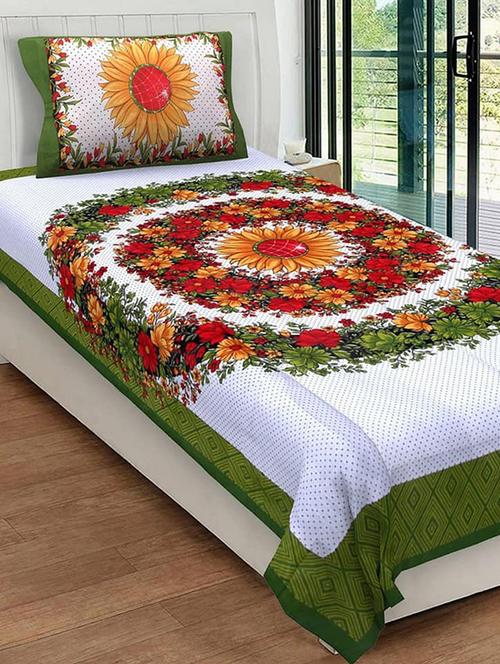 cotton single bed sheet with 2 pillow covers - 16325233 - Very Small Image - 1