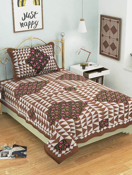 cotton single bed sheet with 2 pillow covers - 16325237 - Very Small Image - 1