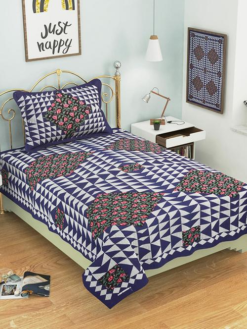 cotton single bed sheet with 2 pillow covers - 16325238 - Very Small Image - 1
