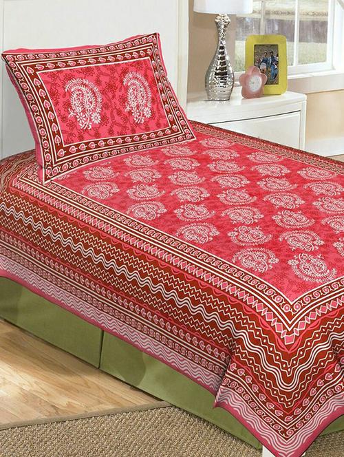cotton single bed sheet with 2 pillow covers - 16325240 - Very Small Image - 1