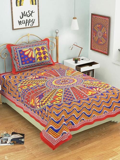 cotton single bed sheet with 2 pillow covers - 16325243 - Very Small Image - 1