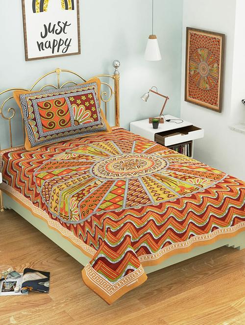 cotton single bed sheet with 2 pillow covers - 16325244 - Very Small Image - 1