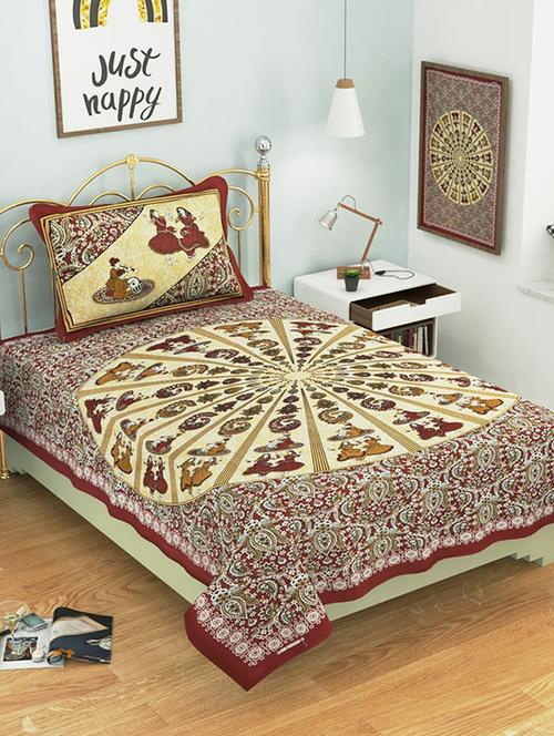 cotton single bed sheet with 2 pillow covers - 16325245 - Very Small Image - 1