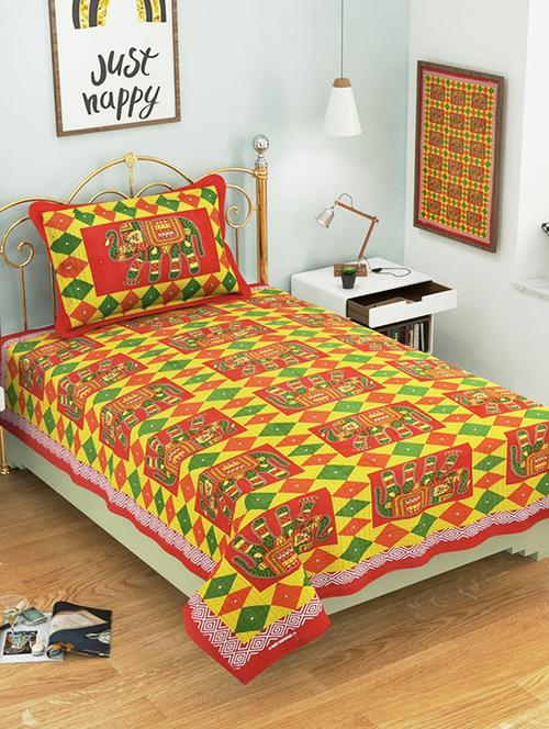 cotton single bed sheet with 2 pillow covers - 16325247 - Very Small Image - 1